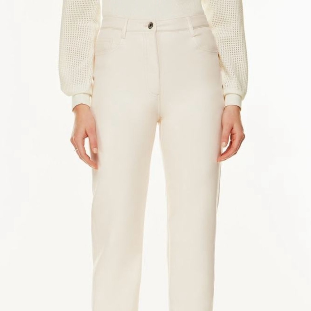 Wilfred by Aritzia Melina Faux Vegan Leather Pants Size 6 Ivory